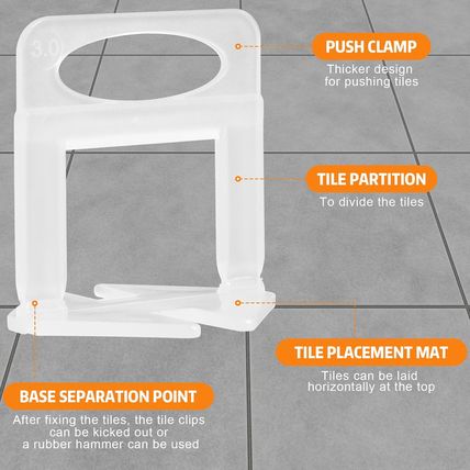 DGSL Tile Leveling System, 2000-Piece 1/8" Tile Spacers Clips Tile Tools, Tile I