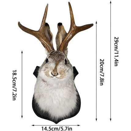 HSOSK Jackalope Mount, Jackalope Taxidermy, Deer Head Wall Mount, Resin Deer Hea