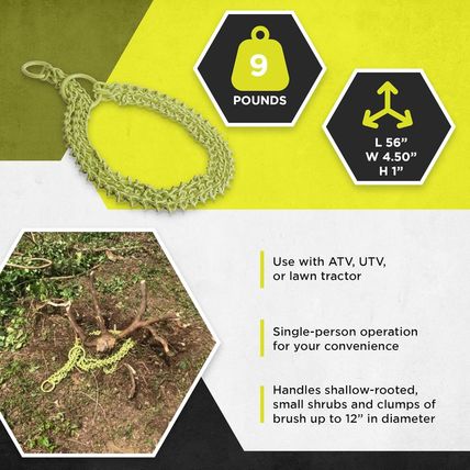 Brush Grubber Heavy Duty 4 Foot Long Triple Chain ATV, UTV, and Tractor Shrub an
