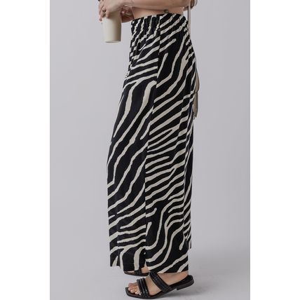 Black Zebra Striped Summer Wide Leg Pants