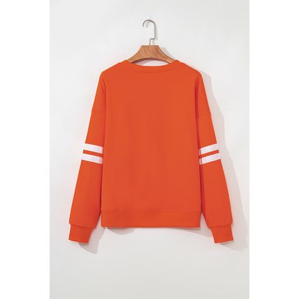 Orange Leopard Pumpkin Graphic Varsity Oversized Sweatshirt