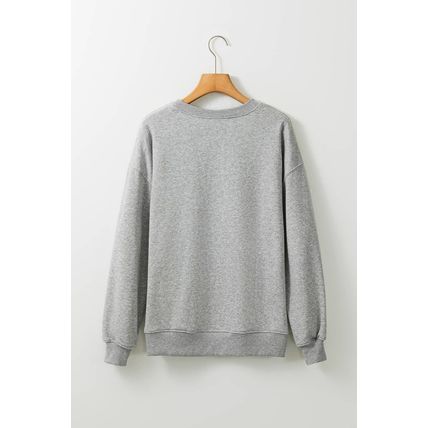 Gray GAME DAY Rugby Bow Embroidered Casual Sweatshirt