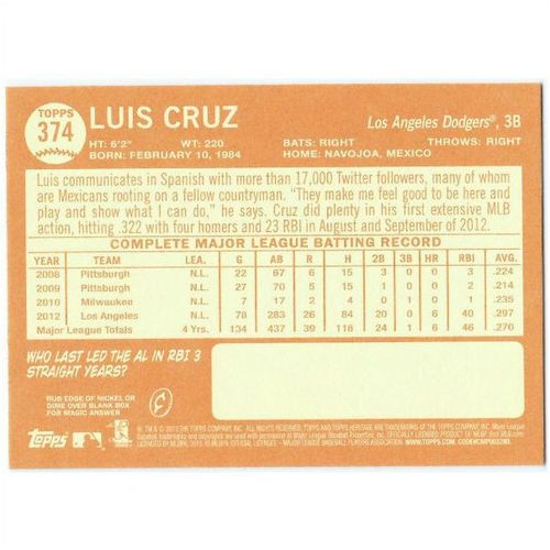 2013 Topps Heritage - #374 - Luis Cruz