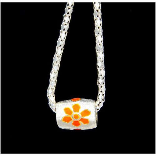 Fine Orange Flower Silver Plated Charm Pendant Necklace Chain Jewellery 1631