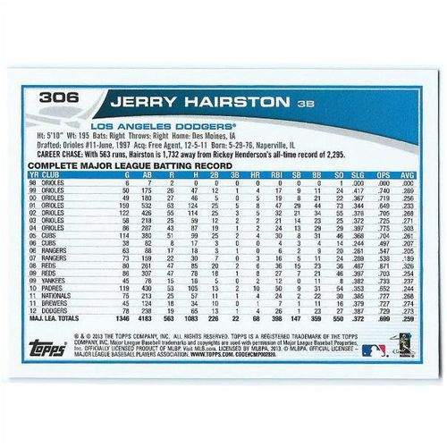 2013 Topps Walmart Blue Border - #306 - Jerry Hairston