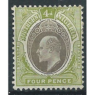 Southern Nigeria 1905 SG26 4d Grey-Black & Olive-Green Mounted Mint..