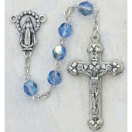 Zircon Rosary, Light Blue, December Birthstone