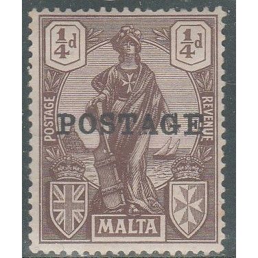 Malta 1926 1/4d o/w Postage SG 143 U/Mint