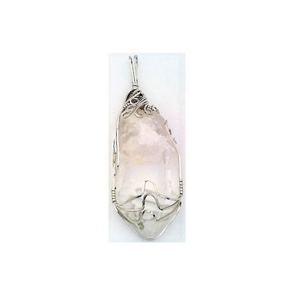 Quartz Crystal Stainless Steel Wire Wrap Gemstone Pendant 5
