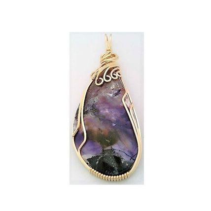 Tiffany Stone Jasper Gold Wire Wrap Gemstone Pendant 63