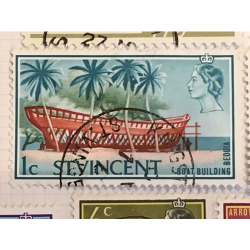 St Vincent 1965 1c Boat Building Bequia Used SG 231 Sc 226 postage stamp
