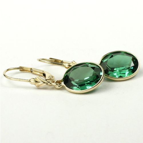 Russian Nanocrystal Emerald, 14KY Gold Leverback Earrings, E101