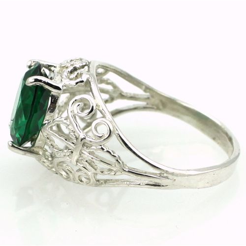 Russian Nanocrystal Emerald, 925 Sterling Silver Ring, SR162
