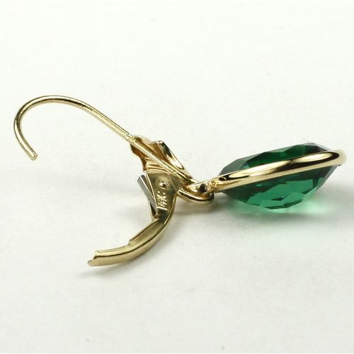 Russian Nanocrystal Emerald, 14KY Gold Leverback Earrings, E101