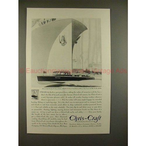 1930 Chris-Craft 26-foot DeLuxe Sedan Boat Ad - NICE!