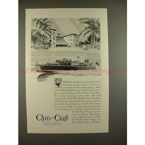 1930 Chris-Craft 48-Foot Luxury Cruiser Boat Ad!!
