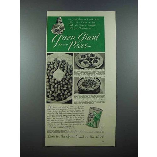 1940 Green Giant Peas Ad - Pick Them and Pack Them