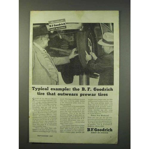 1947 B.F. Goodrich Tires Ad - Outwears Prewar