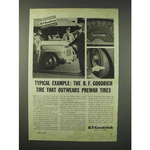 1947 B.F. Goodrich Tires Ad - Outwears Prewar Tires