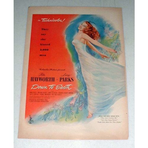 1947 Down to Earth Movie Ad w/ Rita Hayworth