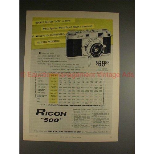 1957 Ricoh 500 Camera Ad - Stop! Ricoh 500 is here!!