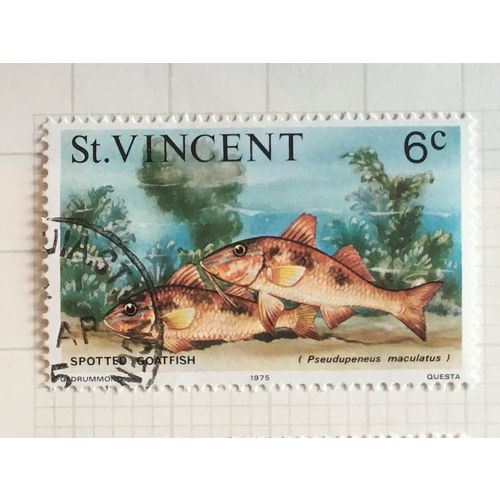 St Vincent 1975 Marine Life 6c Spotted goatfish Used SG 427 Sc 412 postage stamp