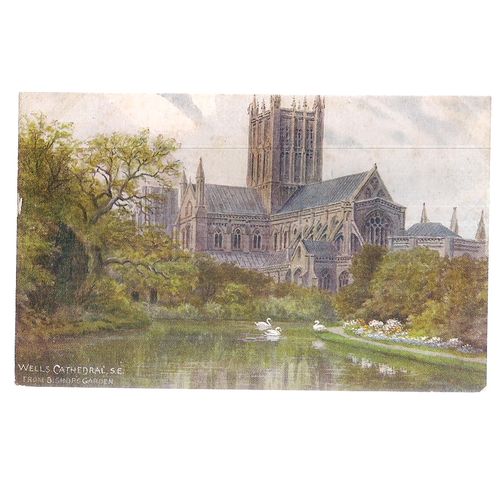 WELLS CATHEDRAL, S.E.by A R Quinton .unused vintage postcard by J. Salmon /