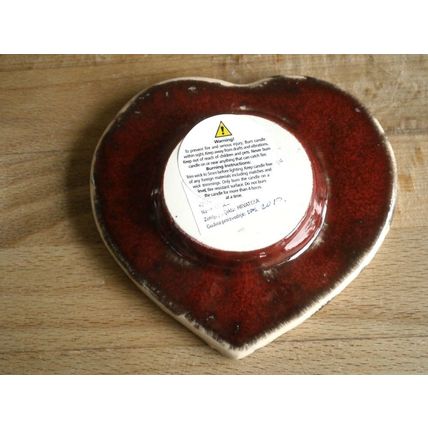 Heart Shaped Croatian Pottery & Glass Tea Light Holder