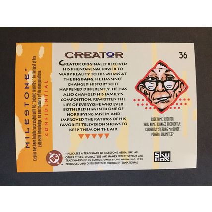 Milestone: The Dakota Universe trading card #36 (Creator)