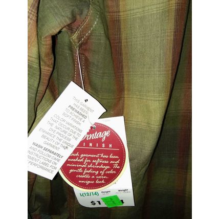 Faded Glory Shirt, Long Sleeves, Shades of Green, L(12/14)