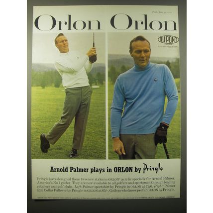 1965 Du Pont Orlon Ad - Arnold Palmer plays in Orlon by Pringle