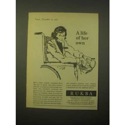 1965 RUKBA Royal United Kingdom Beneficent Association Ad - A life of her Own
