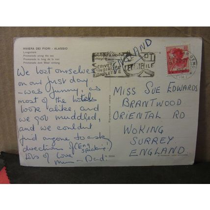 ALASSIO, RIVIERA DEI FIORI, ITALY .used vintage postcard 1963 pm =