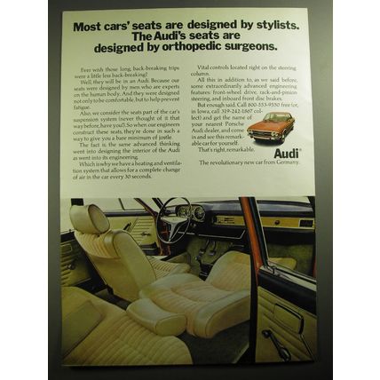 1970 Audi Car Advertisement - Most cars' seats are designed by stylists.