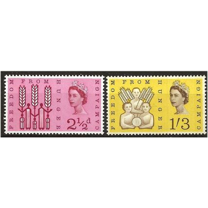 1963 Freedom From Hunger PHOSPHOR Set SG634p-635p Unmounted Mint .