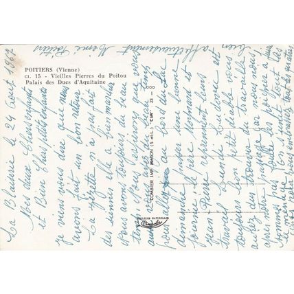 Poitiers Palais des Dues d'Aquitaine France Postcard used corner crease
