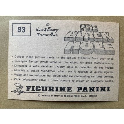 The Black Hole Sticker # 93 (A) unused 1980 Panini Disney Sci-fi