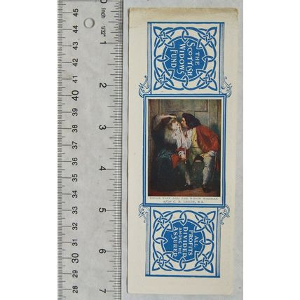 Vintage bookmark - Scottish Widows Fund, Uncle Toby & The widow Wadman, Leslie