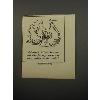 1950 American Airlines Ad - cartoon by George Price - Carries More