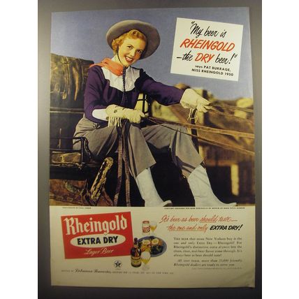 1950 Rheingold Beer Ad - Pat Burrage - Stagecoach