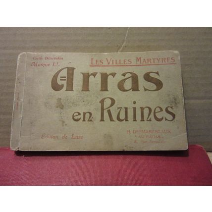 ARRAS EN RUINES, FRANCE BOOK OF 22 unused antique postcards WW1 BOMBARDMENT =