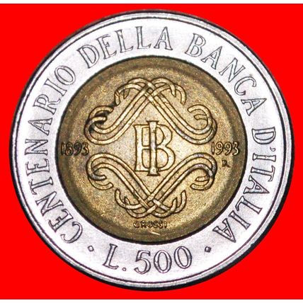 BANK OF ITALY 1893-1993: ITALY ★ 500 LIRAS (1993R)!★LOW START★NO RESERVE