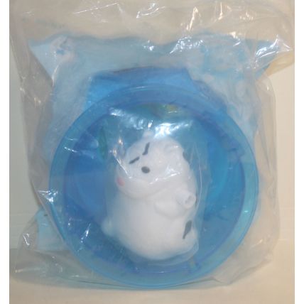 2010 Burger King Zhu Zhu Pets White Round 'n Round Zhu Zhu with Blue Wheel Mint