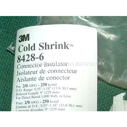 3M Cold Shrink Cable Sleeve, Black 49.3mm Sleeve Dia. x 152mm Length, 8428-6