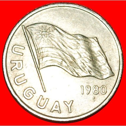 CHILE: URUGUAY ★ 5 NEW PESOS 1980! SUN WITH FACE!★LOW START★NO RESERVE