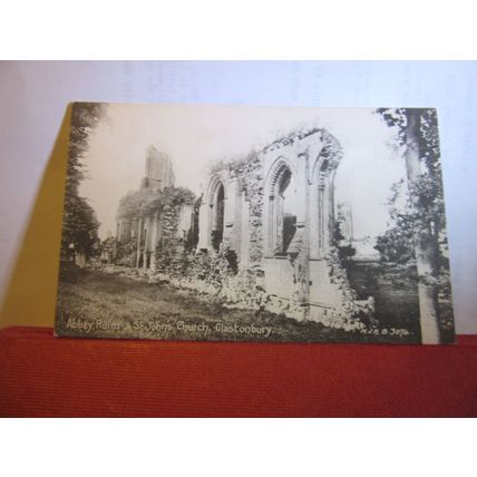 ABBEY RUINS and St. JOHN'S CHURCH, Somerset. unused antique postcard #