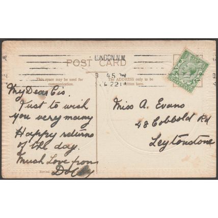 A Happy Birthday, with Poem, 1910s - Postcard