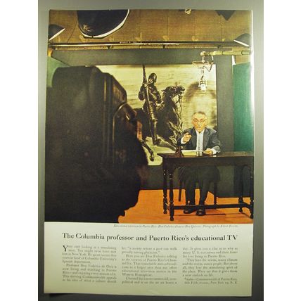 1960 Puerto Rico Tourism Ad - The Columbia professor and Educational TV