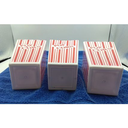 3 Popcorn Tubs, plastic - Vintage/Retro! Reusable Bowls Movie Tub Style - 7.5"