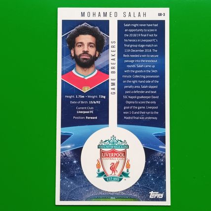 Topps Best Of The Best 2020/21 Game Breakers Mohamed Salah GB3 Mo